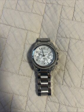 Michael Kors Silver Crystal-Accent Stainless Steel Chronograph